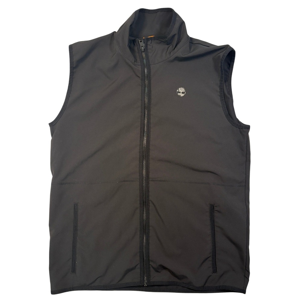 Timberland Mens Softshell Full Zip Vest Black Size Small Mock Neck Outdoor Layer
